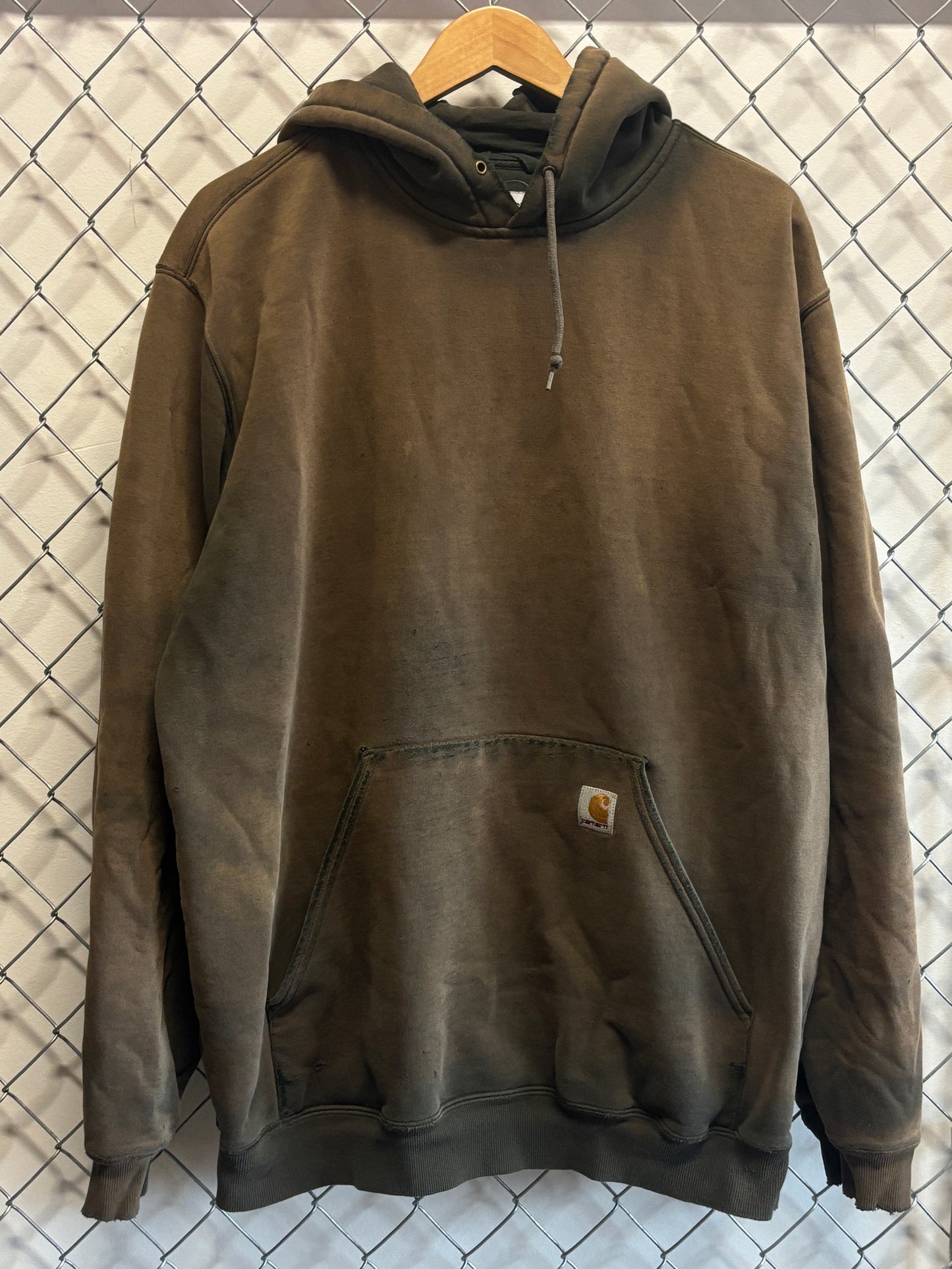 Carhartt Faded Olive Green Classic Logo Hoodie Size XL Tall