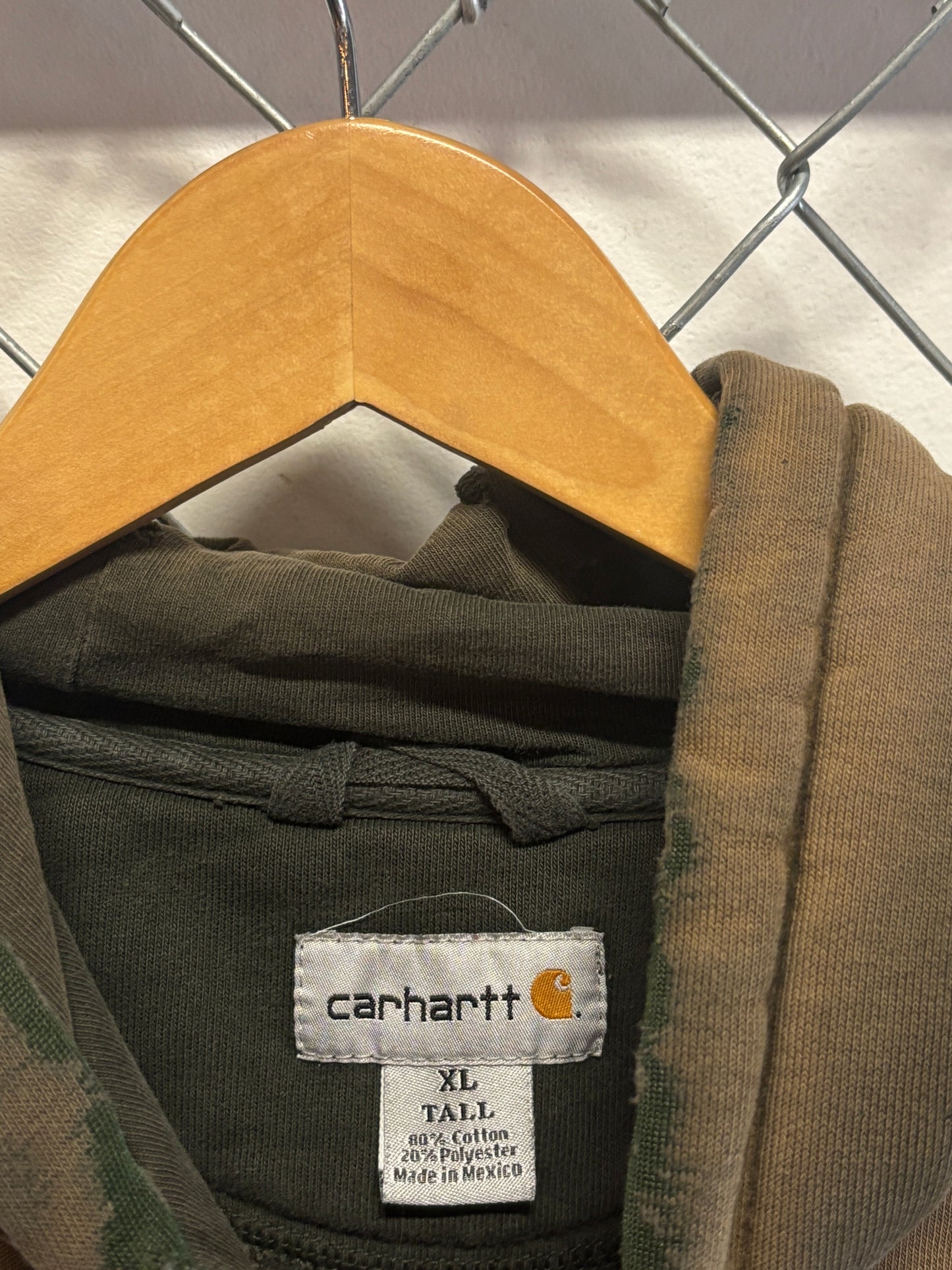 Carhartt Faded Olive Green Classic Logo Hoodie Size XL Tall