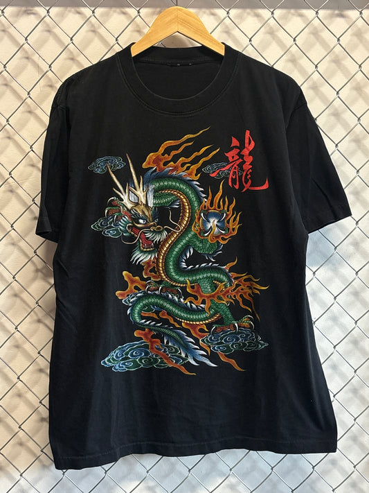 Vintage 90's Asian The Golden Dragon Big Print Graphic Tee Size Large