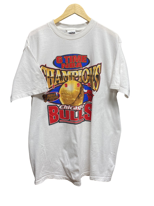 Vintage 1998 Tultex Chicago Bulls 6 Time Champs Finals Graphic Tee Size XL