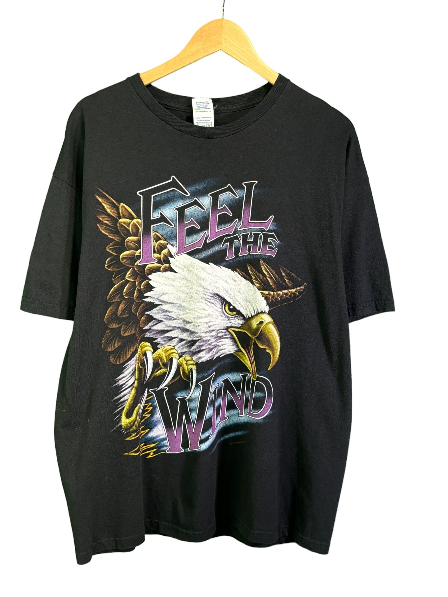 Vintage American Thunder Feel the Wind Bald Eagle Graphic Tee Size XL