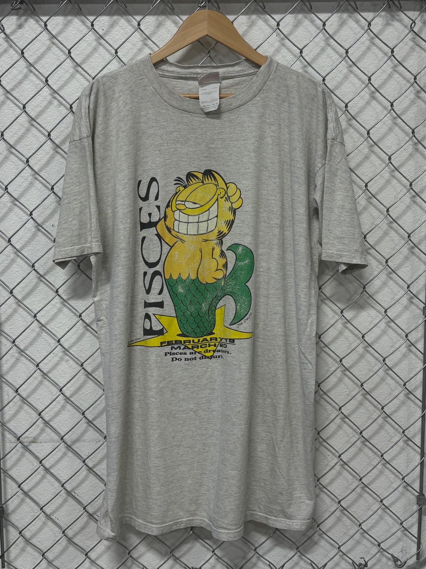 Vintage 90's Garfield Astrological Pisces Sleep Shirt Size XL