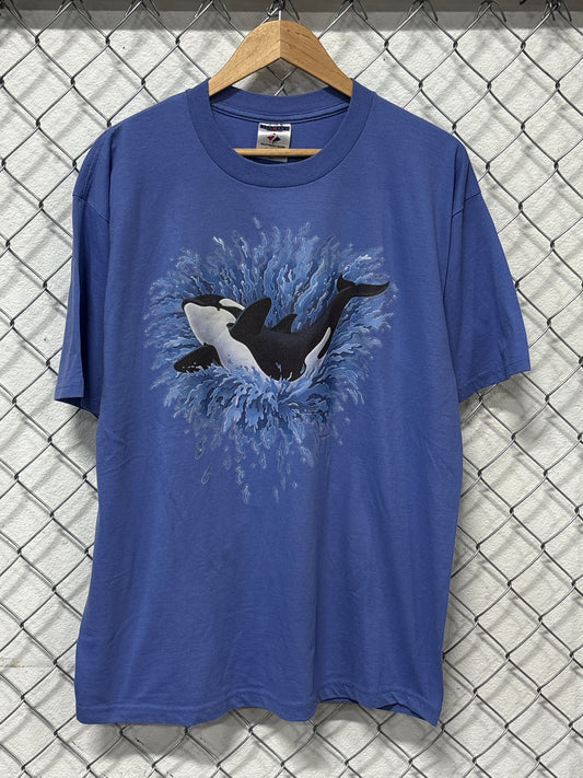 Vintage Nature Orca Killer Whale Graphic Tee Size XL