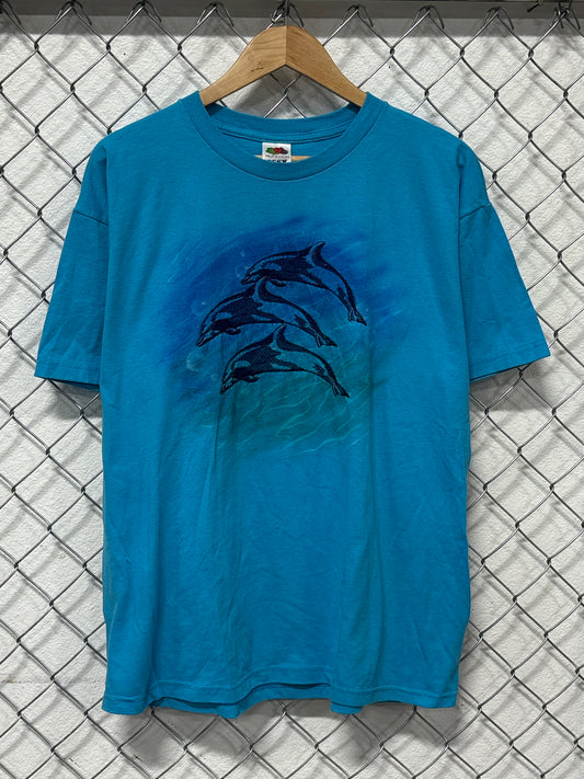 Vintage Dolphins Aquatic Nature Graphic Tee Size XL