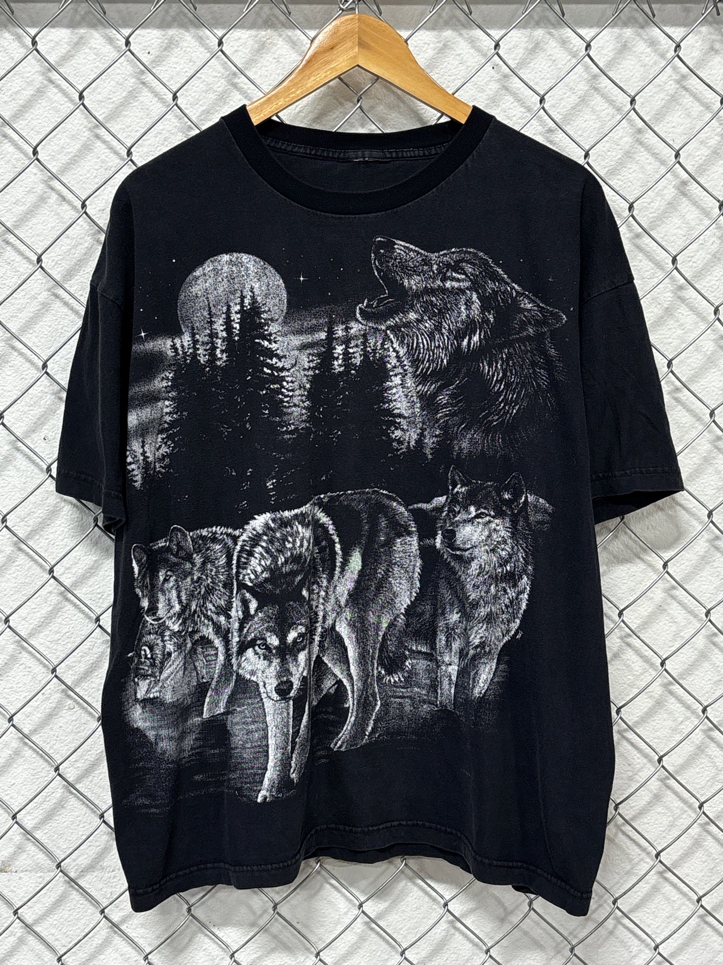 Vintage Wolf Pack Nature Double Sided Graphic Tee Size XXL