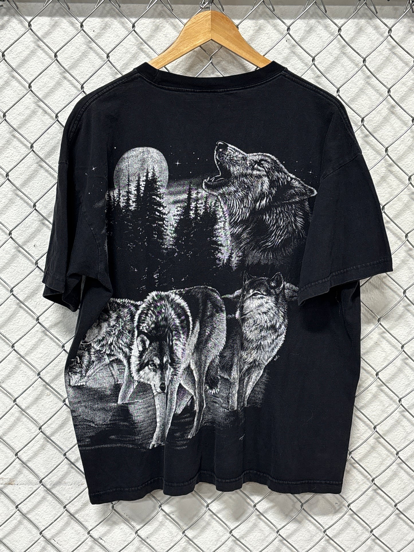Vintage Wolf Pack Nature Double Sided Graphic Tee Size XXL