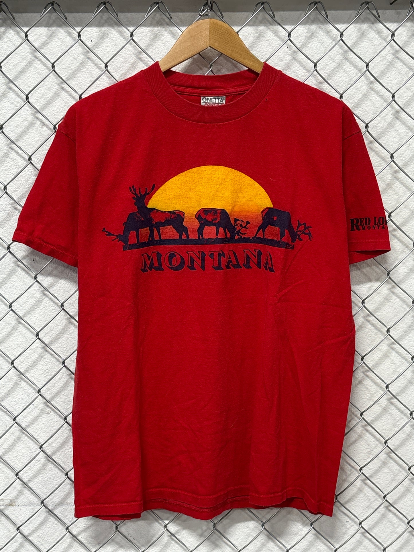 Vintage 90's Montana Red Lodge Elk Sunset Nature Tee Size Large