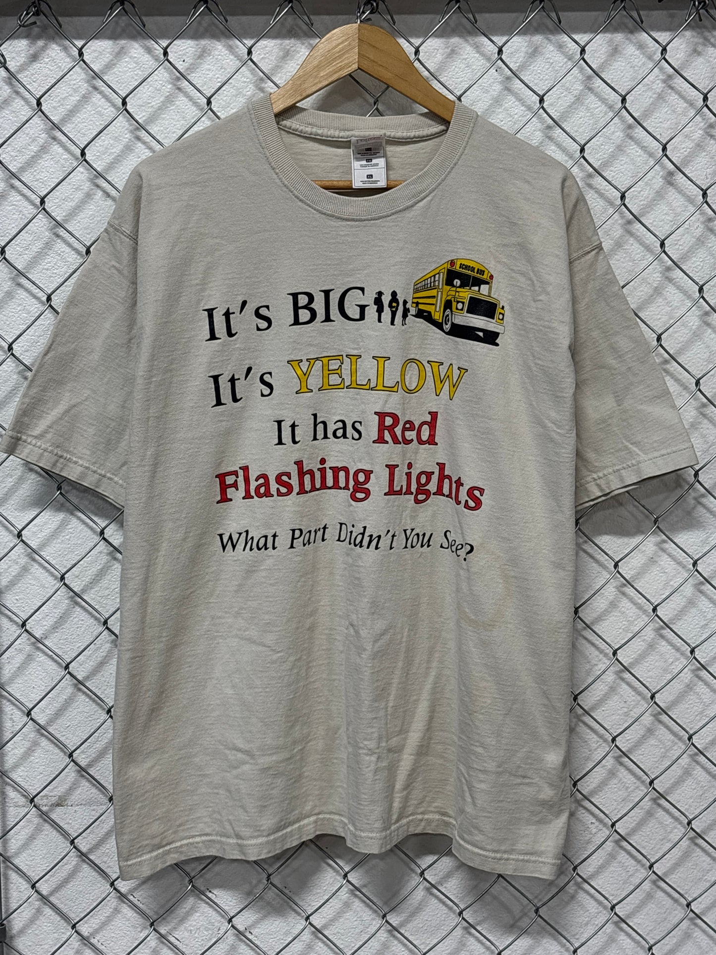 Y2K School Bus Graphic Tee Size XL
