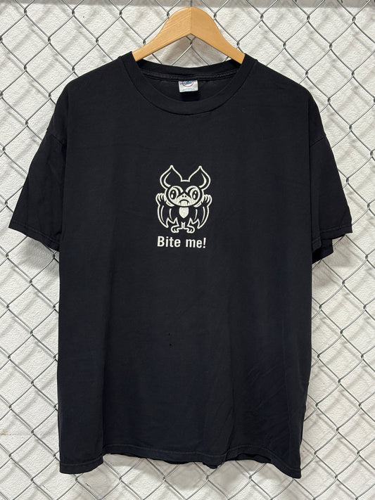 Y2K Vampire Bat Bite Me Graphic Tee Size XL