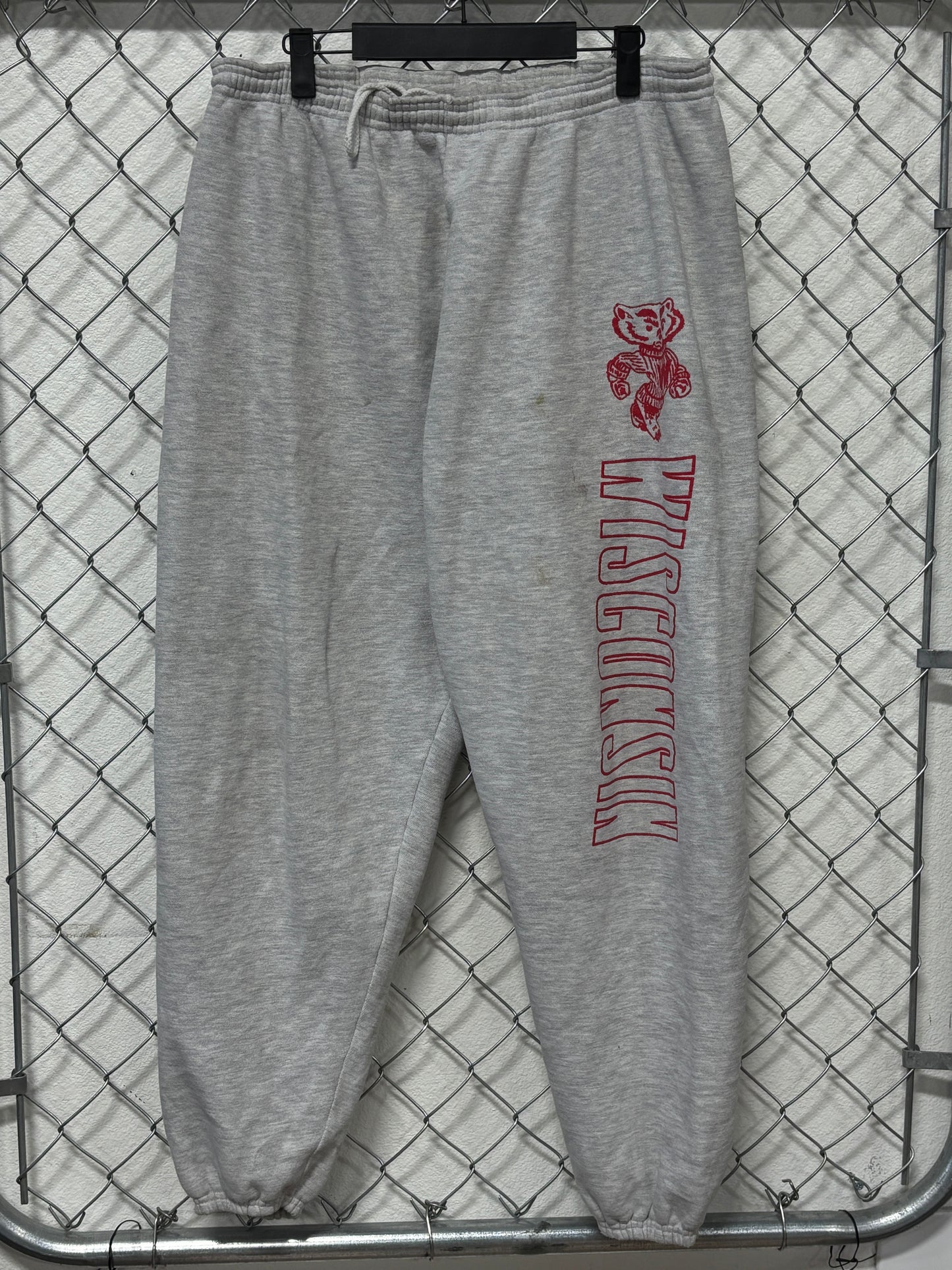 Vintage 90's Wisconsin Badgers Mascot Grey Sweatpants Size 32x30