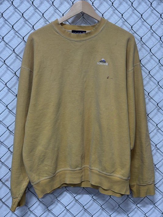 Vintage 90's Rocke Gear Made in USA Overdyed Yellow Sweater Size Large