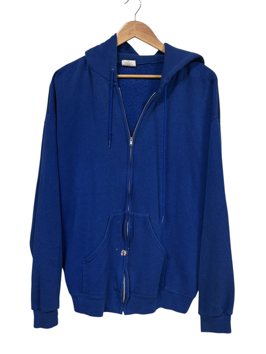 Vintage 90's Bassett-Walker Blank Blue Zip Up Hoodie Size XL Tall