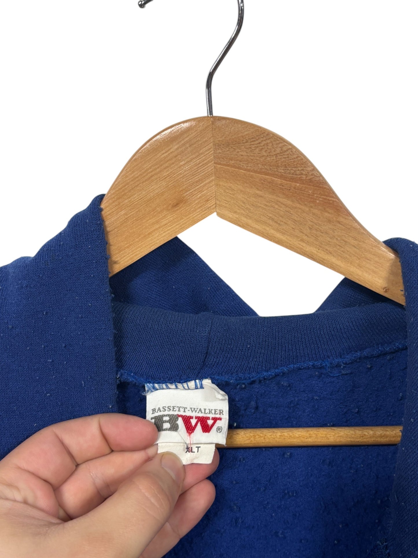Vintage 90's Bassett-Walker Blank Blue Zip Up Hoodie Size XL Tall