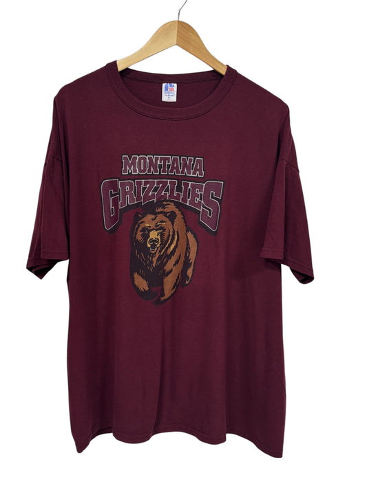 Vintage Y2K Russell Athletic University of Montana Grizzlies Logo Tee Size XL