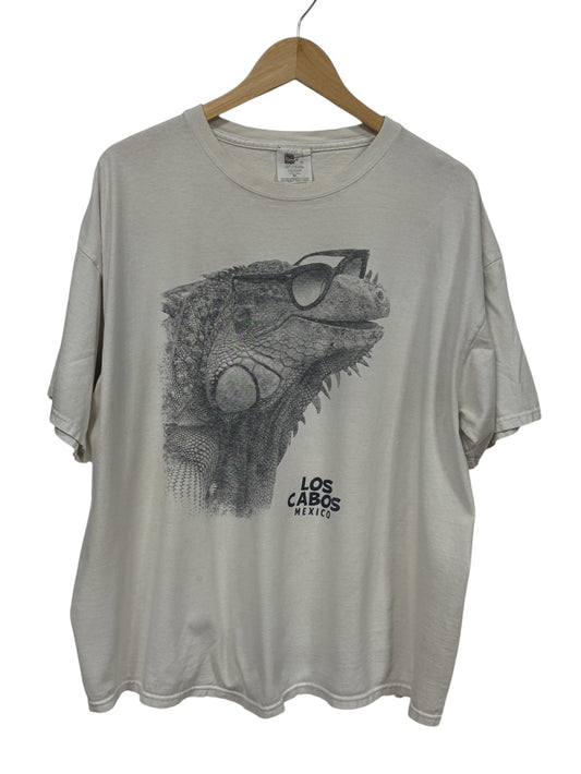 Vintage Y2K Los Cabos Mexico Lizard Portrait Nature Graphic Tee Size XL