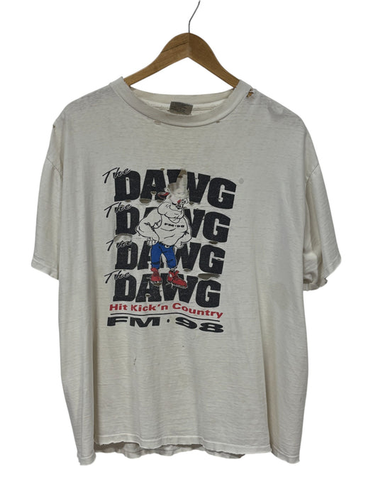 Vintage 90's The Dawg Country Radio Station Thrashed Graphic Tee Size XL