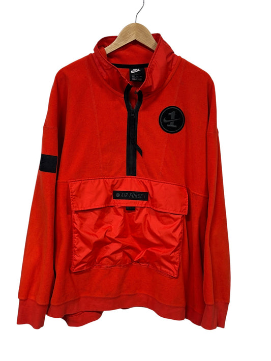 Nike Air Force 1 Orange Half Zip Fleece Sweater Size XXL