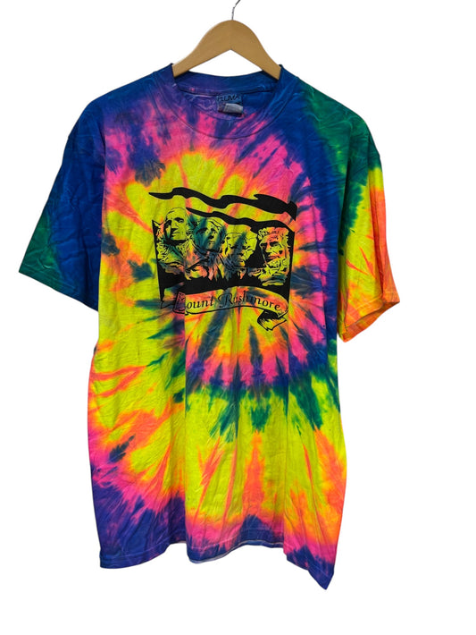 Vintage Y2K Mount Rushmore Tie Dye Graphic Tee Size Large