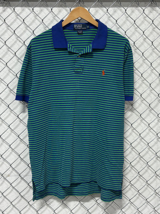 Polo Ralph Lauren Blue Striped Polo Shirt Size XL