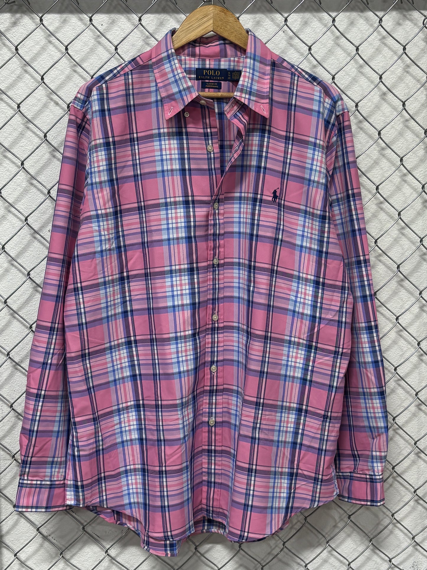 Polo Ralph Lauren Pink Checkered Striped Button Up Shirt Size XL