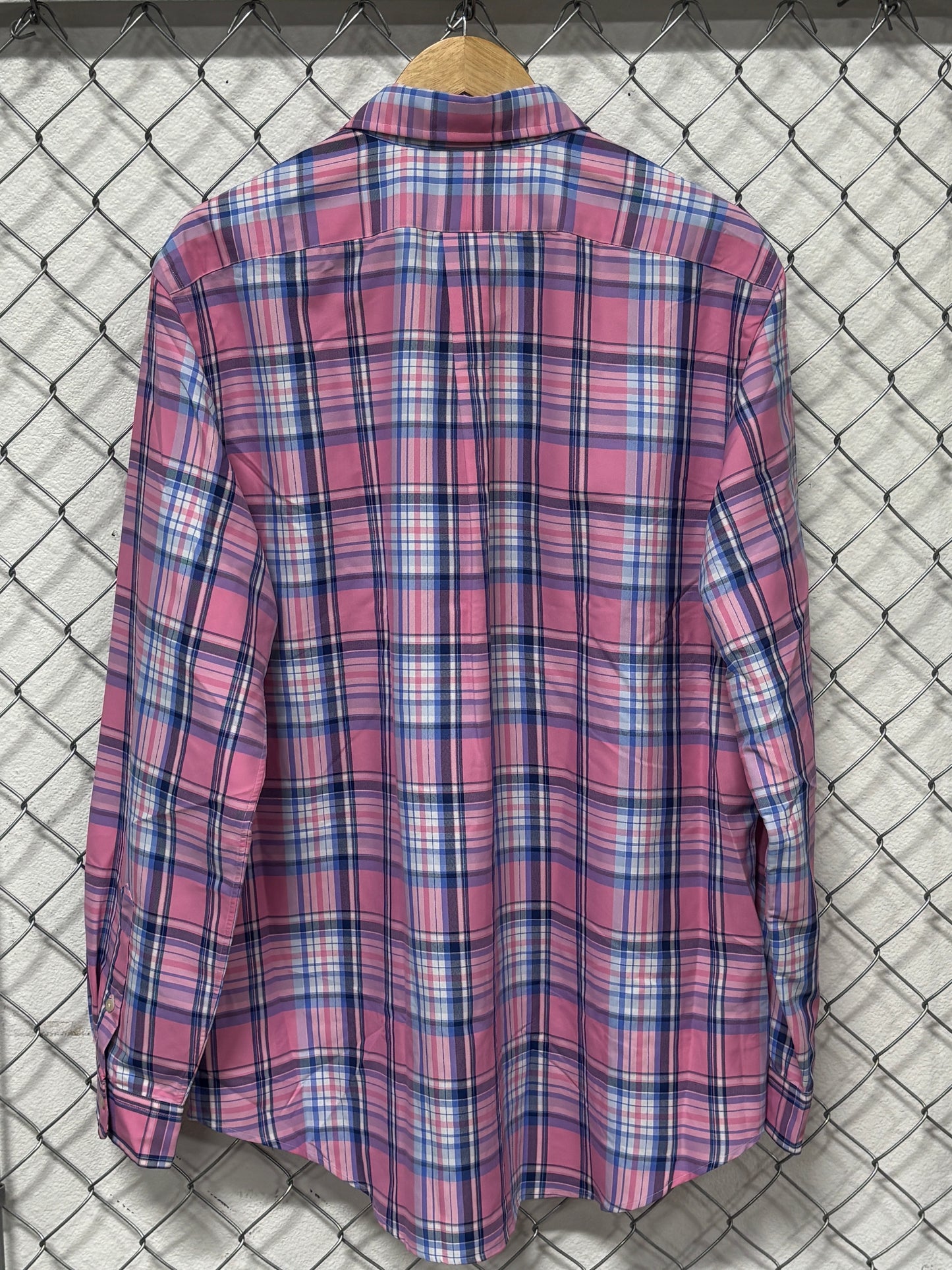 Polo Ralph Lauren Pink Checkered Striped Button Up Shirt Size XL