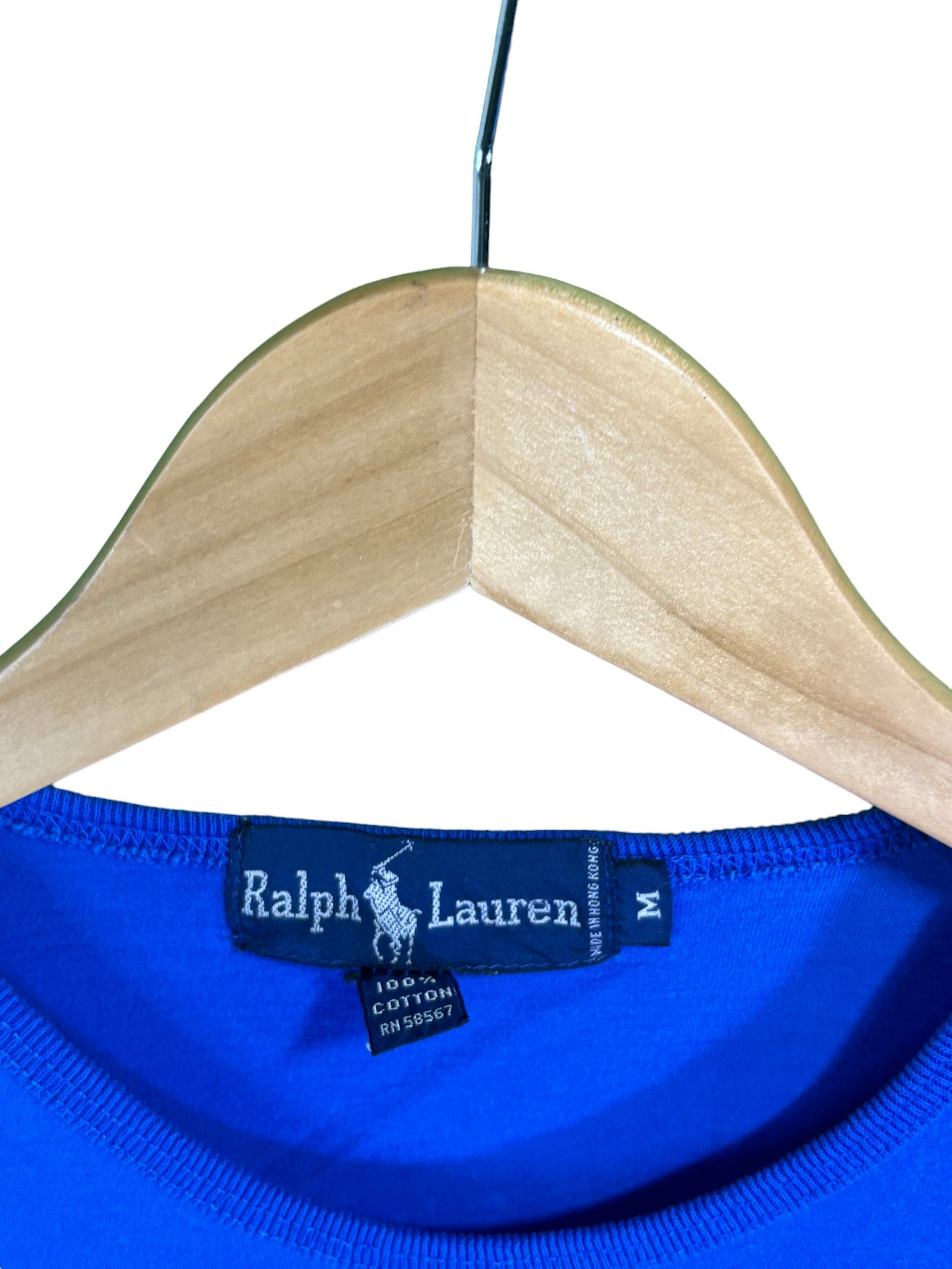 Vintage 90's Polo Ralph Lauren Blue Classic Logo Tee Size Medium