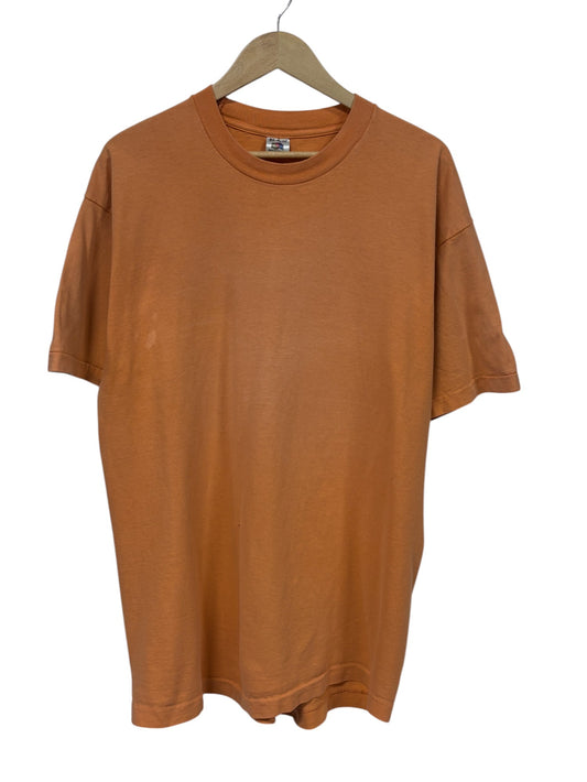 Vintage 90's Fruit of the Loom Peach Color Blank Tee Size XL