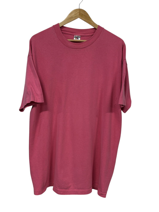 Vintage 90's Fruit of the Loom Pink Blank Tee Size XL