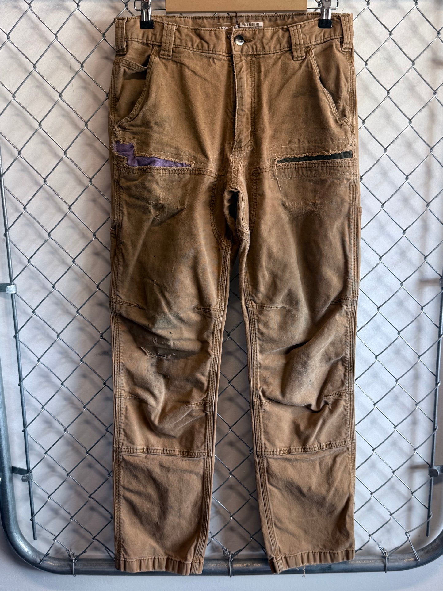 Carhartt Distressed Brown Double Knee Carpenter Pants Size 32x30