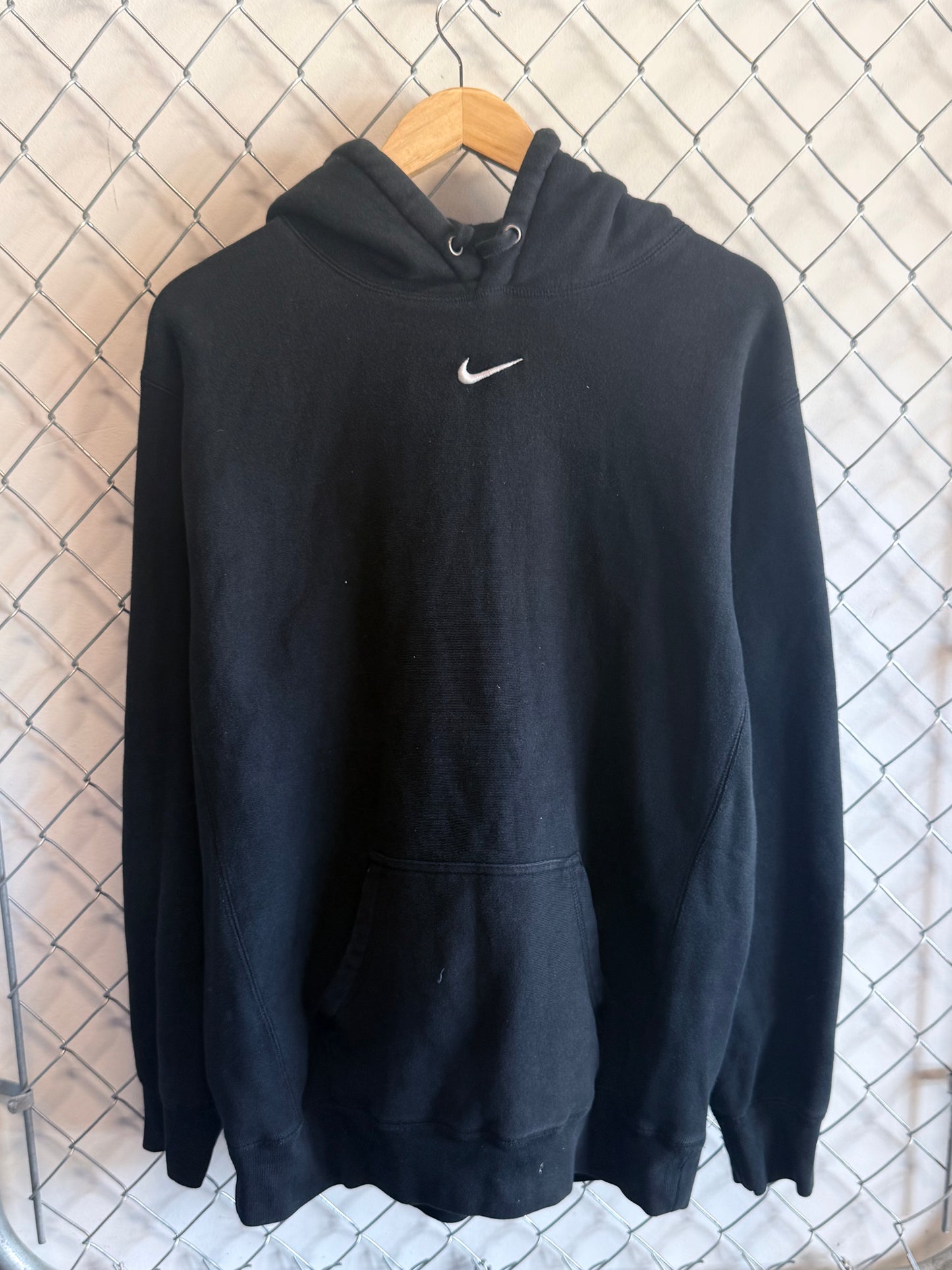 Nike Black Center Swoosh Hoodie Size Large
