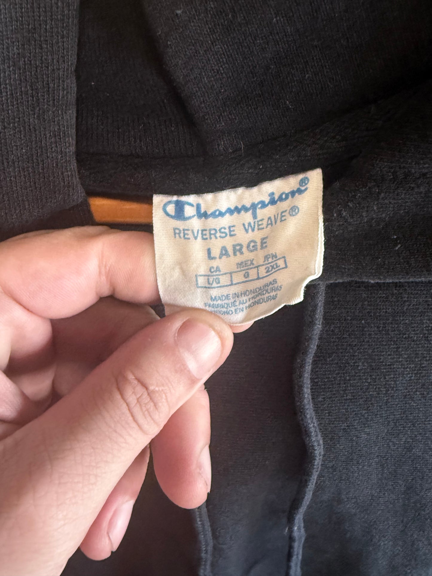 Champion Black Reverse Weave Hoodie Size Large