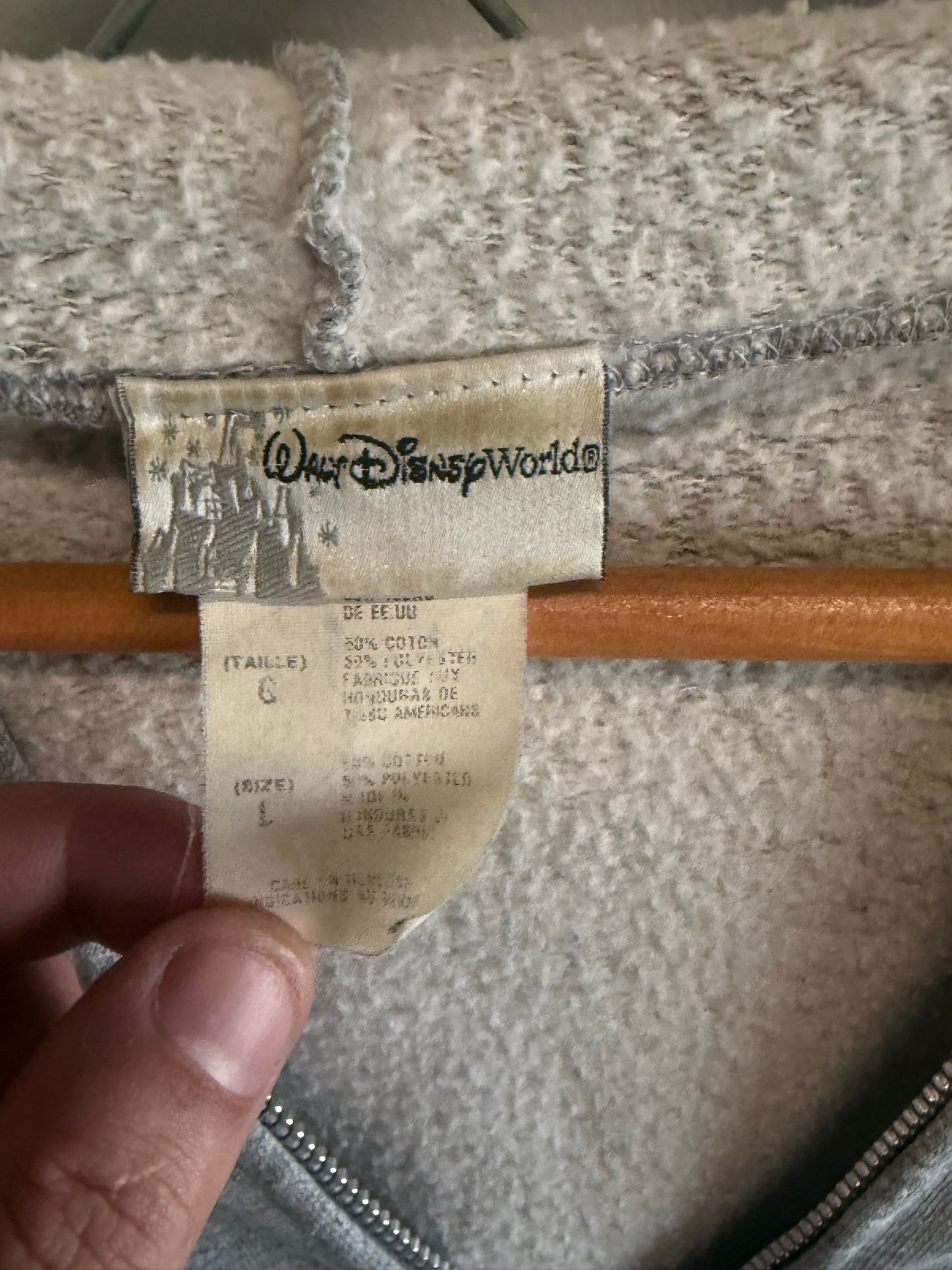Y2K Disney Grumpy Zip Up Grey Hoodie Size Large