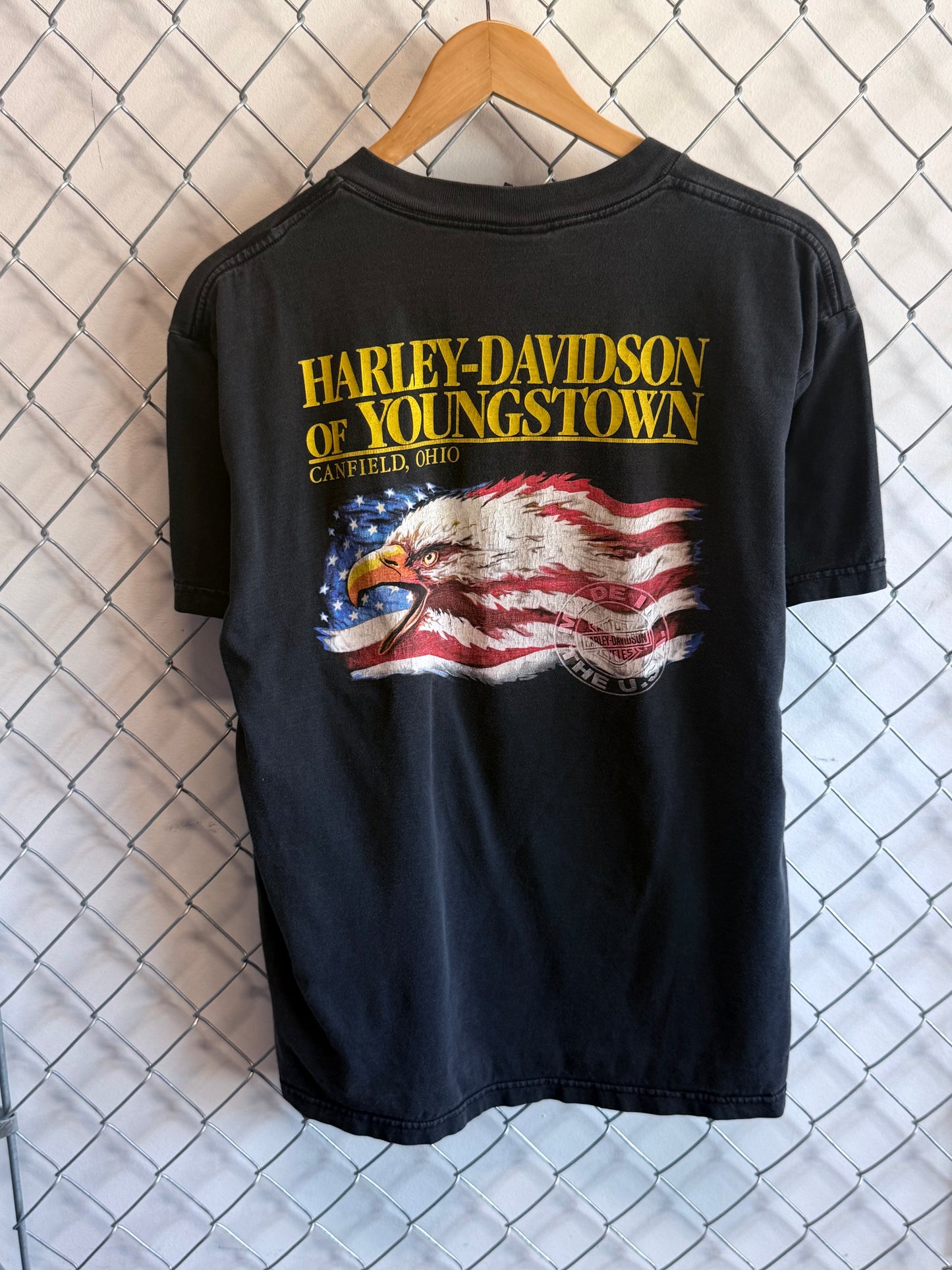 Vintage Harley Davidson Cow Skull Ohio Biker Graphic Tee Size Large