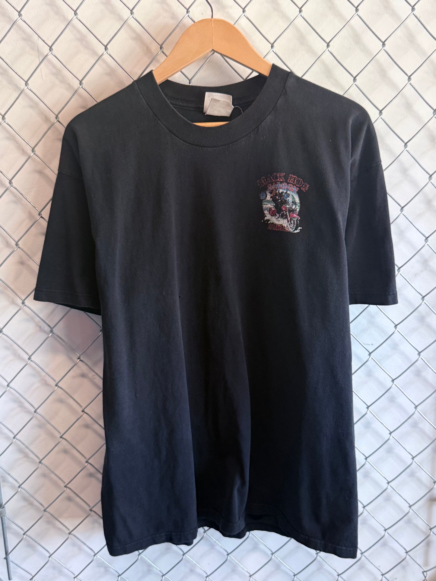 Vintage Black Hog Saloon Aruba Biker Graphic Tee Size Large