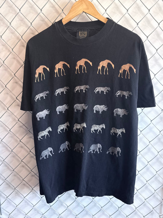 Vintage 90's African Safari Animals Nature Graphic Tee Size Large