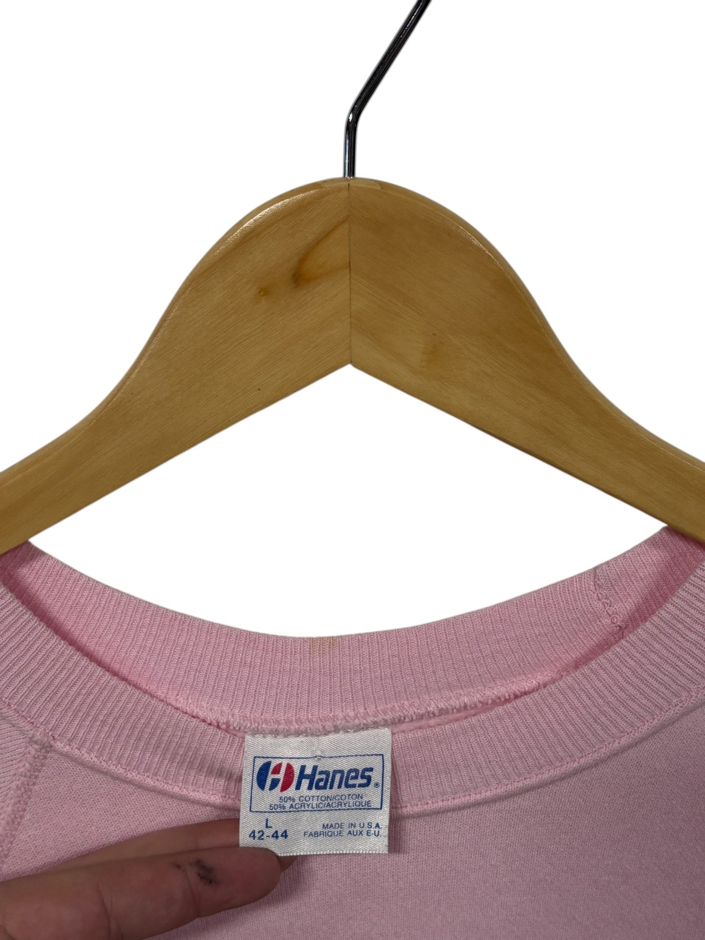Vintage 80's Hanes Grandma Style Sheep Pink Sweater Size Large
