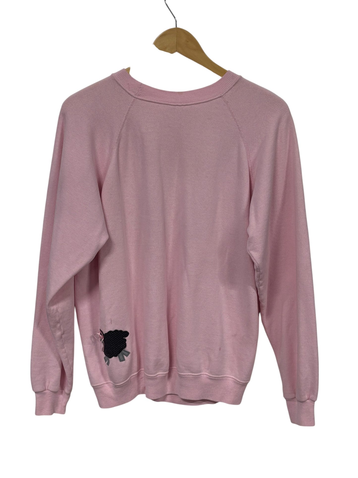 Vintage 80's Hanes Grandma Style Sheep Pink Sweater Size Large