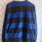 Vintage Polo Ralph Lauren Black Blue Striped Polo Rugby Shirt Size Large