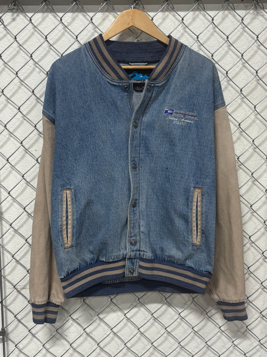 Vintage 90's Billings Montana USPS Denim Bomber Jacket Size XL