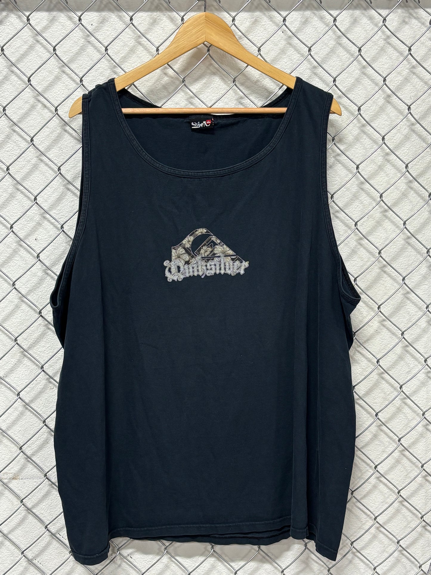 Y2K Quiksilver Classic Logo Black Tank Top Shirt Size XXL