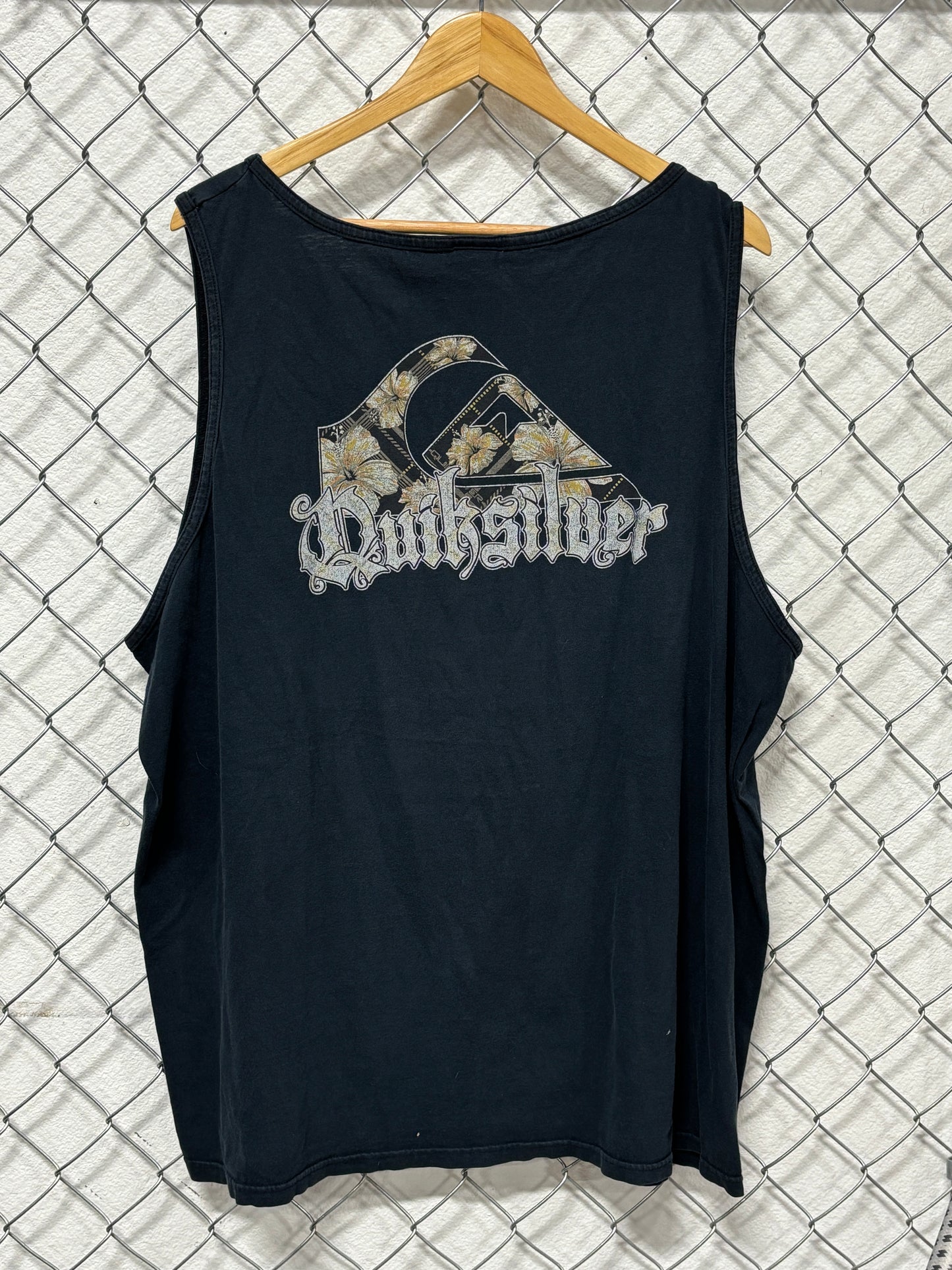 Y2K Quiksilver Classic Logo Black Tank Top Shirt Size XXL