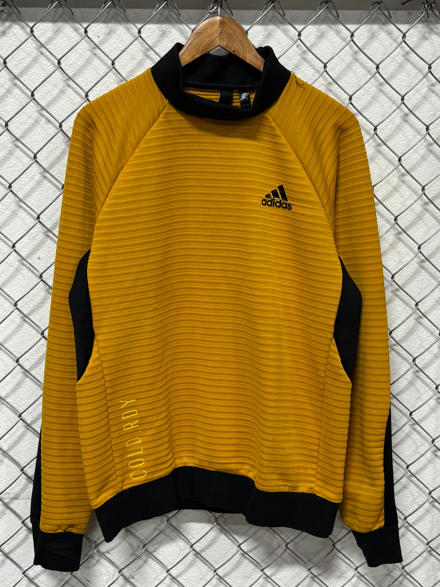 Adidas Cold Rdy Yellow Long Sleeve Mock Neck Shirt Size Medium