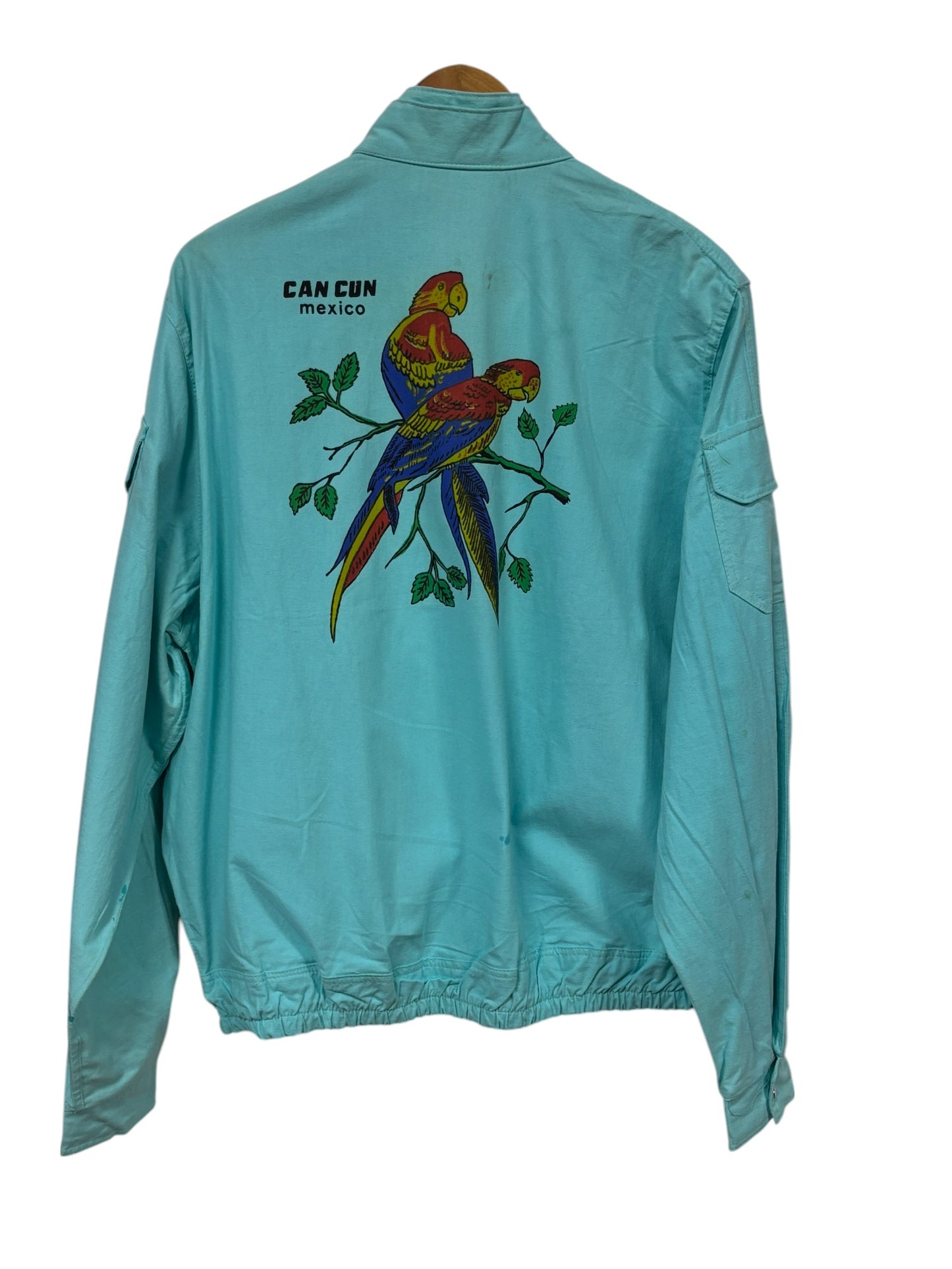 Vintage 90's Cancun Mexico Wild Birds Nature Zip Up Jacket Size Large
