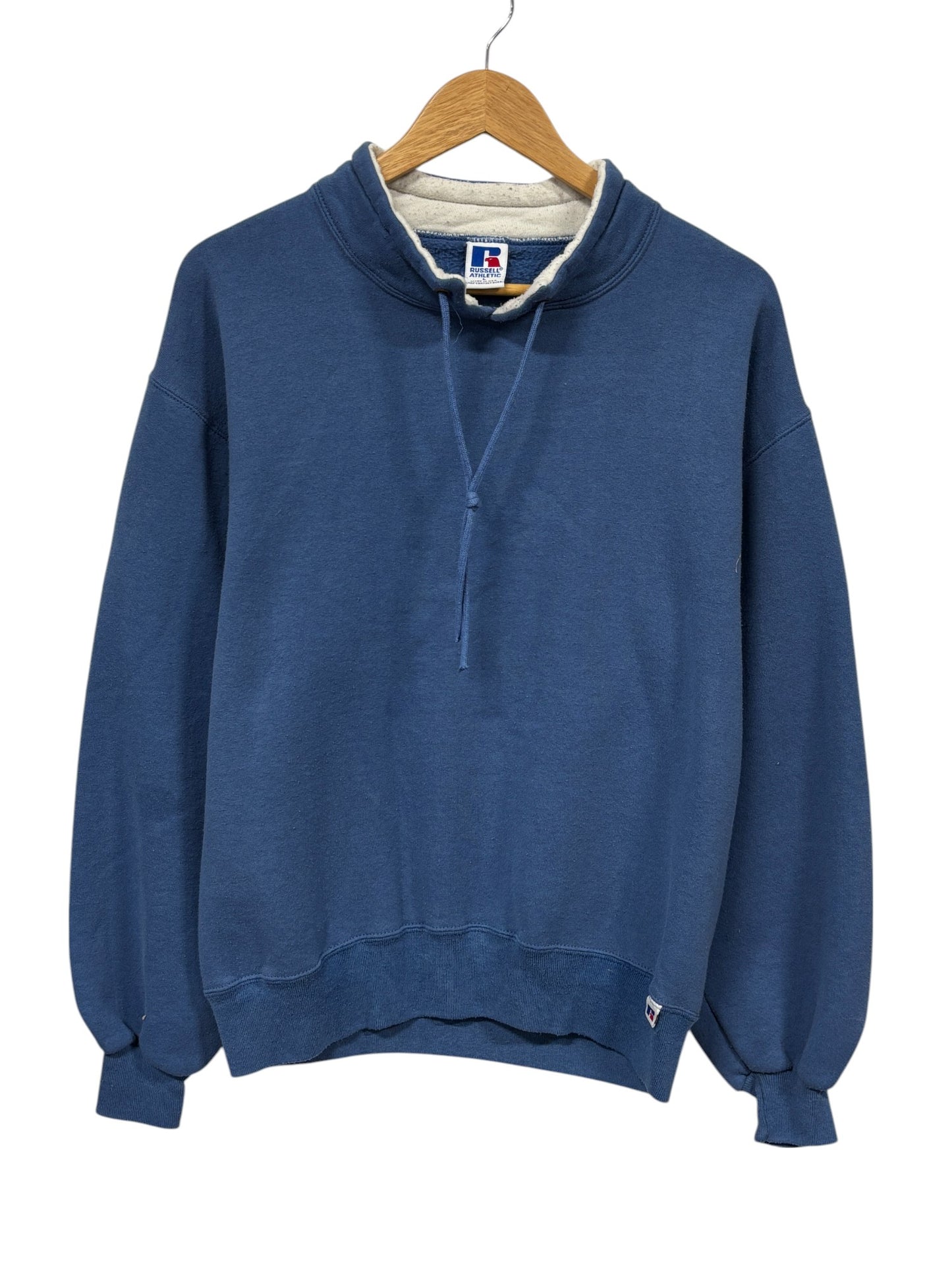 Vintage 90's Russell Athletic Blank Blue Mockneck Sweater Size Large