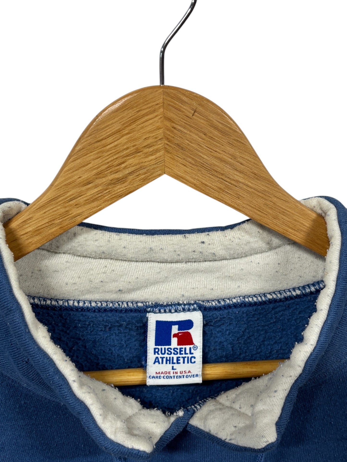 Vintage 90's Russell Athletic Blank Blue Mockneck Sweater Size Large