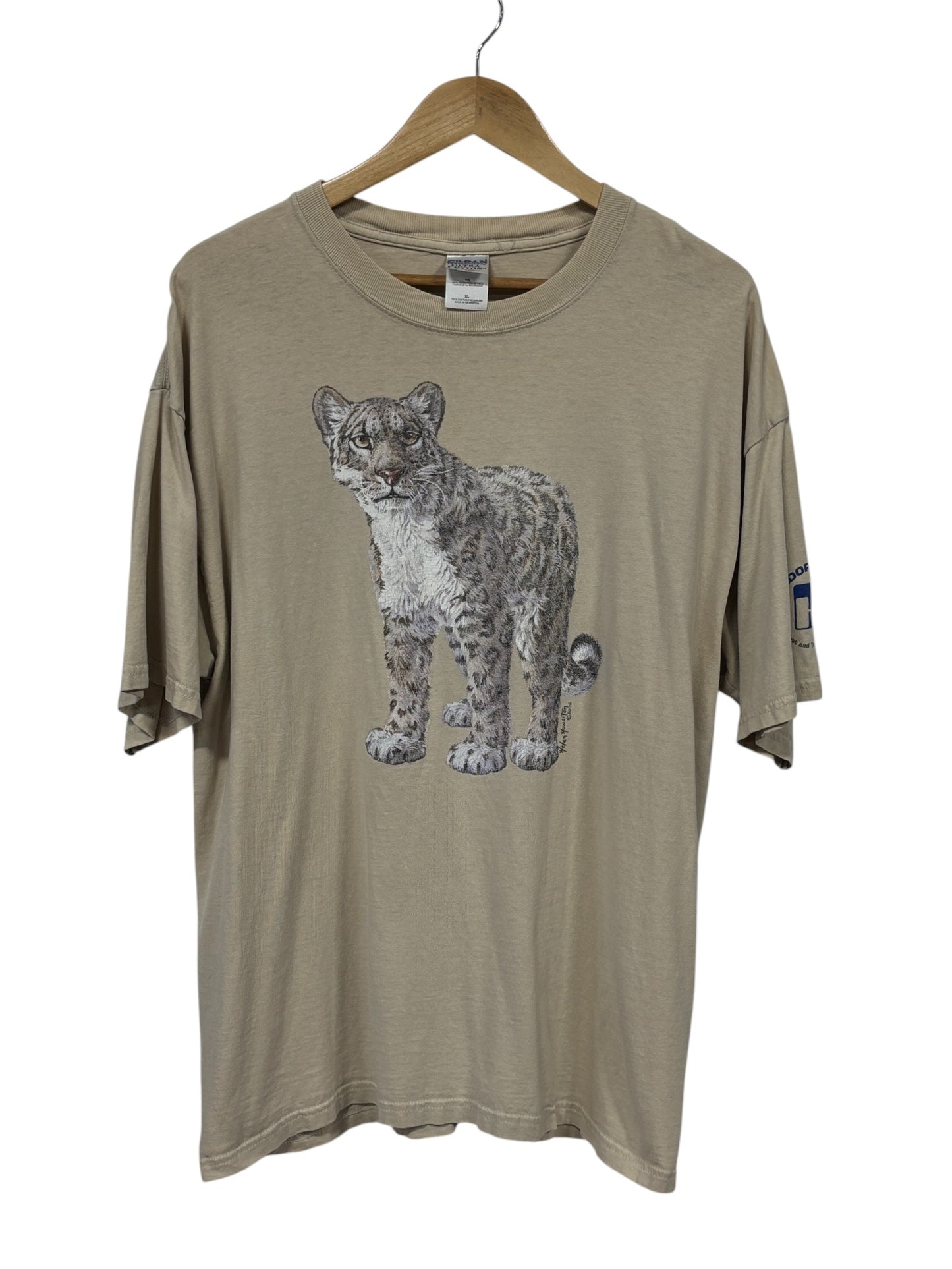Vintage Y2K Leopard Big Print Nature Graphic Tee Size XL