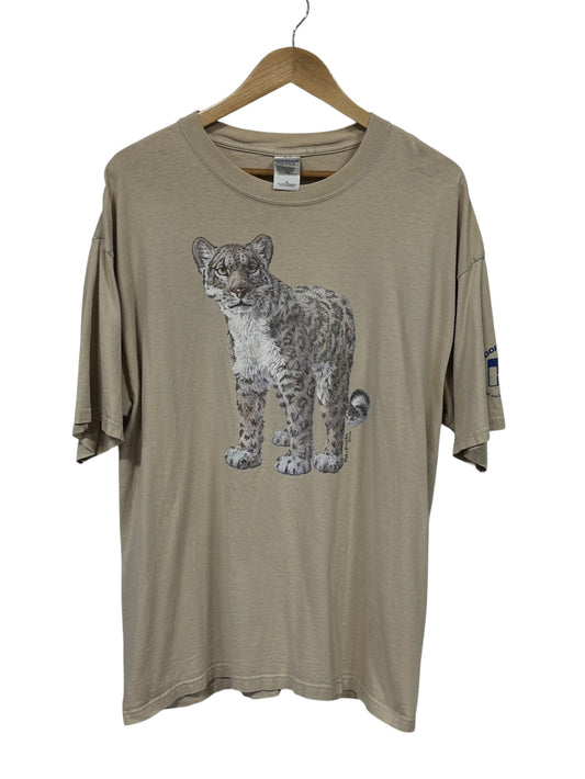 Vintage Y2K Leopard Big Print Nature Graphic Tee Size XL