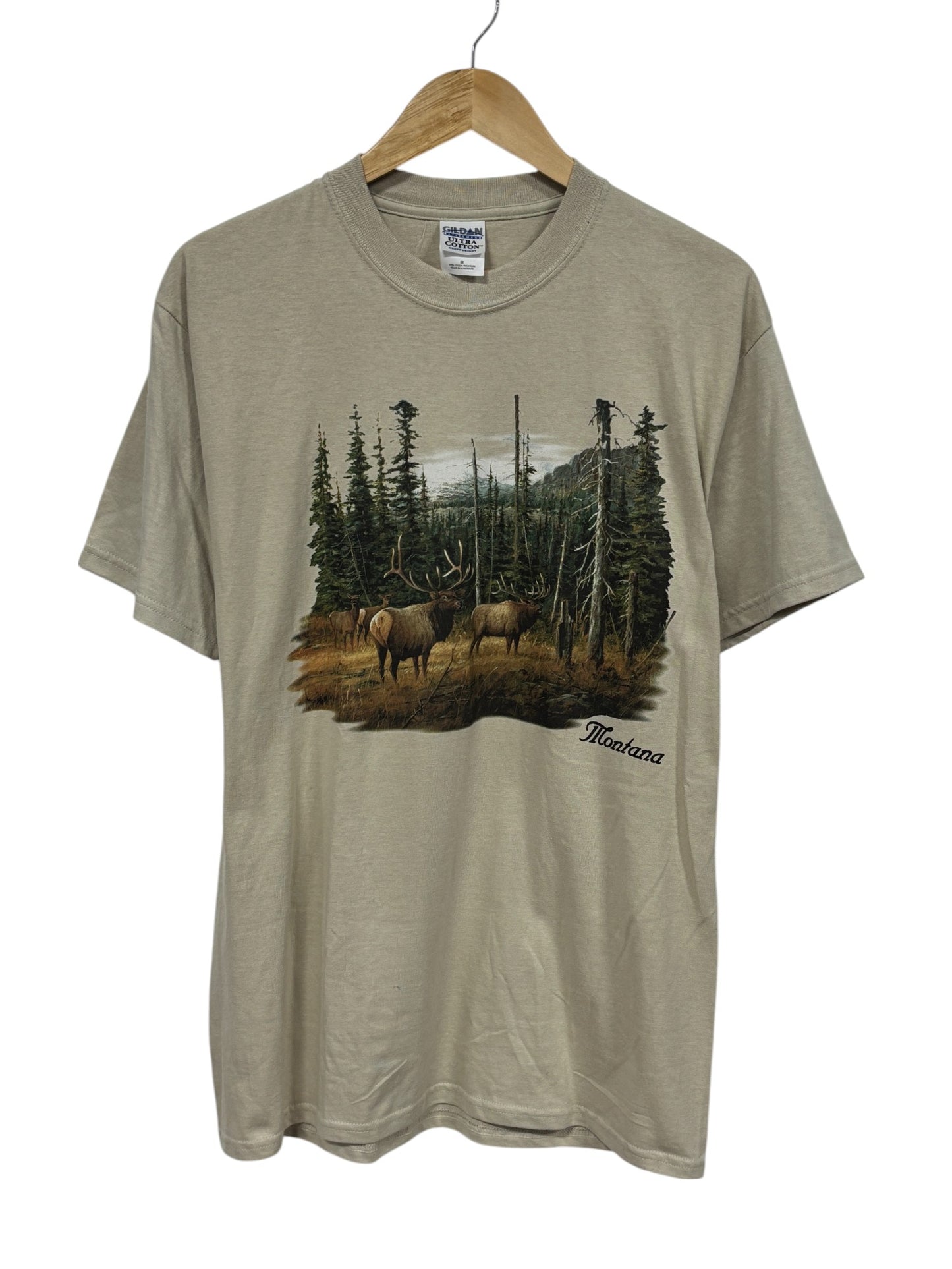 Vintage 00's Montana Elk Nature Graphic Tee Size Medium