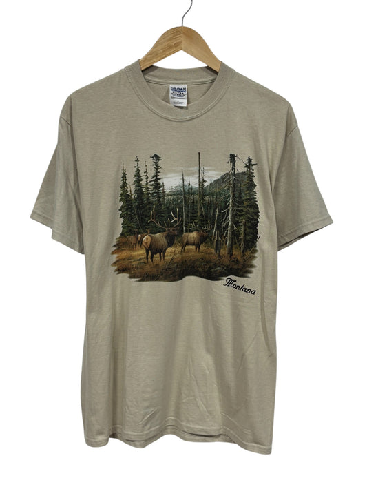 Vintage 00's Montana Elk Nature Graphic Tee Size Medium