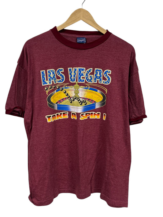 Vintage 00's Las Vegas Take a Spin Casino Graphic Tee Size Large